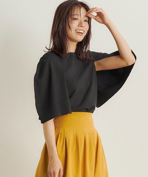 Droite lautreamont(ドロワットロートレアモン)の「【BIOGRACE】ケープフウニット≪手洗い可能≫(ニット/セーター・レディース・オフホワイト/ブラック/ブラウン/オレンジ・M)」の3枚目の写真