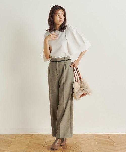 Droite lautreamont(ドロワットロートレアモン)の「【BIOGRACE】ケープフウニット≪手洗い可能≫(ニット/セーター・レディース・オフホワイト/ブラック/ブラウン/オレンジ・M)」の6枚目の写真