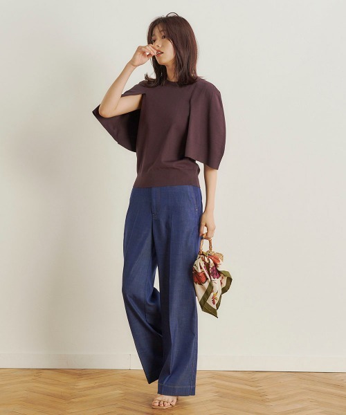 Droite lautreamont(ドロワットロートレアモン)の「【BIOGRACE】ケープフウニット≪手洗い可能≫(ニット/セーター・レディース・オフホワイト/ブラック/ブラウン/オレンジ・M)」の20枚目の写真