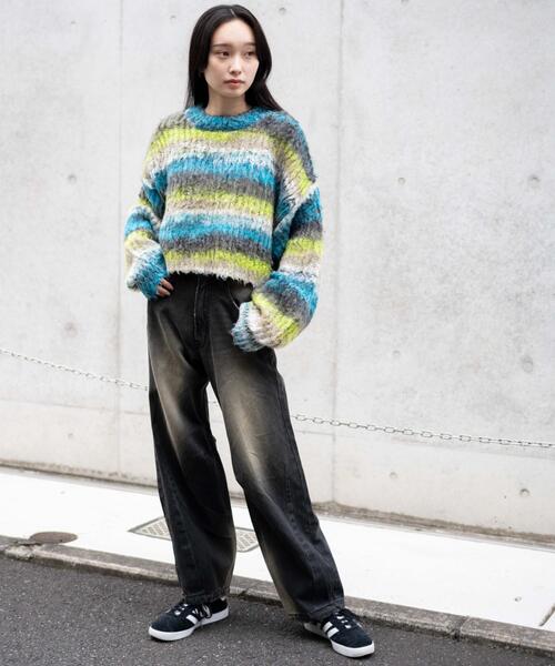 WEGO（ウィゴー）の「WEGO/マルチボーダーブラッシュニットショートプルオーバー（ニット/セーター・レディース・その他3/その他1/その他2・FREE）」の8枚目の写真