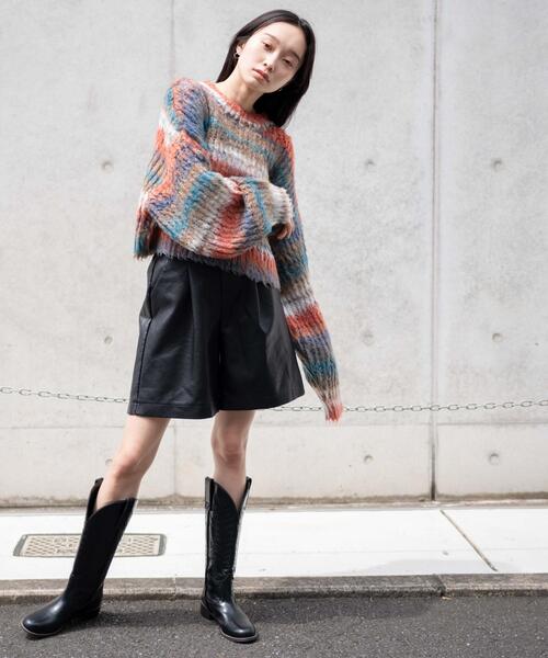 WEGO（ウィゴー）の「WEGO/マルチボーダーブラッシュニットショートプルオーバー（ニット/セーター・レディース・その他3/その他1/その他2・FREE）」の17枚目の写真