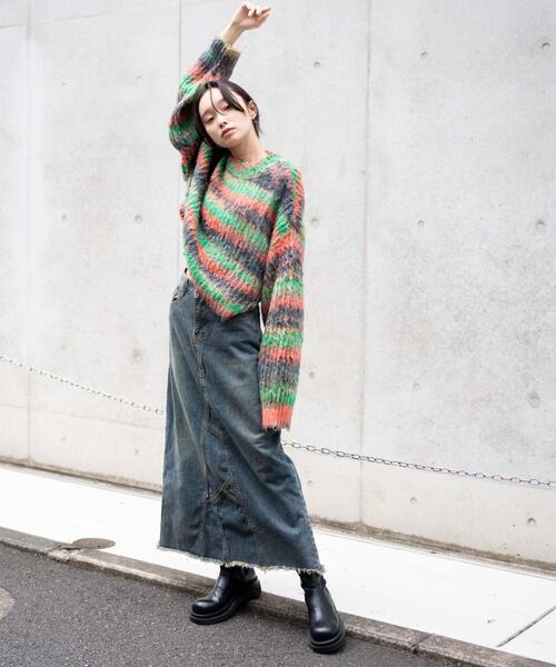 WEGO（ウィゴー）の「WEGO/マルチボーダーブラッシュニットショートプルオーバー（ニット/セーター・レディース・その他3/その他1/その他2・FREE）」の10枚目の写真