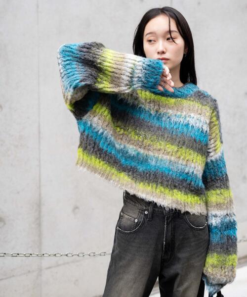 WEGO（ウィゴー）の「WEGO/マルチボーダーブラッシュニットショートプルオーバー（ニット/セーター・レディース・その他3/その他1/その他2・FREE）」の18枚目の写真