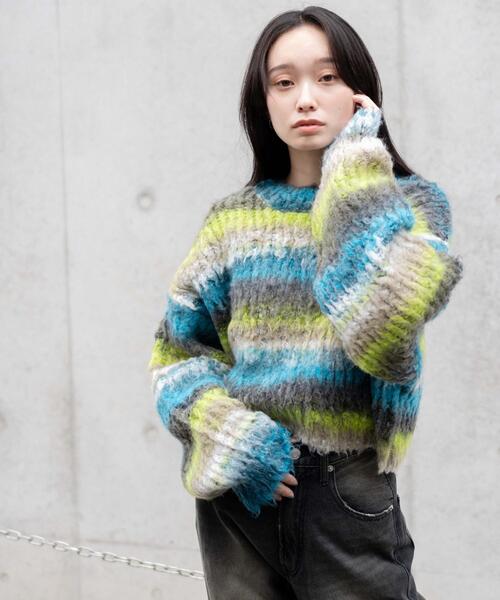 WEGO（ウィゴー）の「WEGO/マルチボーダーブラッシュニットショートプルオーバー（ニット/セーター・レディース・その他3/その他1/その他2・FREE）」の22枚目の写真