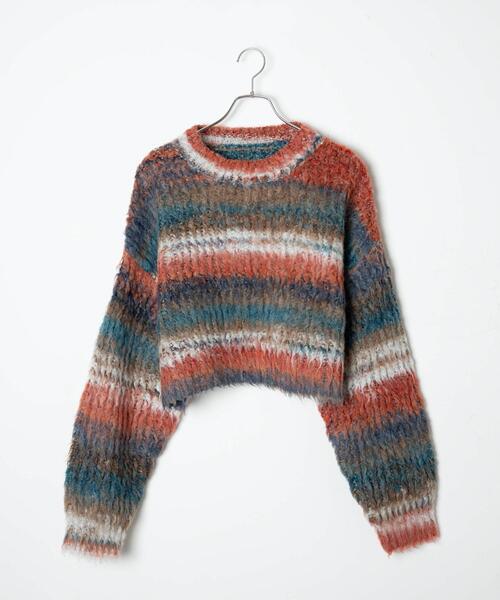 WEGO（ウィゴー）の「WEGO/マルチボーダーブラッシュニットショートプルオーバー（ニット/セーター・レディース・その他3/その他1/その他2・FREE）」の11枚目の写真