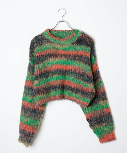 WEGO（ウィゴー）の「WEGO/マルチボーダーブラッシュニットショートプルオーバー（ニット/セーター・レディース・その他3/その他1/その他2・FREE）」の15枚目の写真