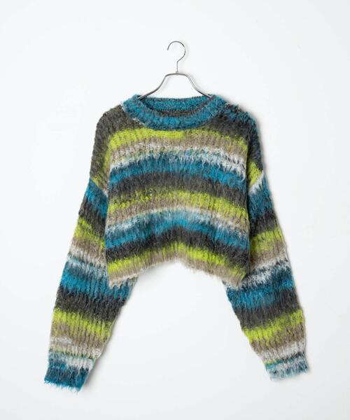 WEGO（ウィゴー）の「WEGO/マルチボーダーブラッシュニットショートプルオーバー（ニット/セーター・レディース・その他3/その他1/その他2・FREE）」の19枚目の写真