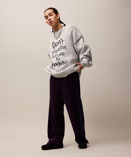 re_k by JUNRED（レクバイジュンレッド）の「re_k by JUNRED / ハンドステッチレタリングジャガードニット（ニット/セーター・メンズ・オレンジ系その他2/ライトグレー/チャコールグレー・S/M/L）」の8枚目の写真