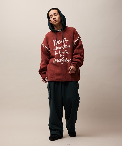 re_k by JUNRED（レクバイジュンレッド）の「re_k by JUNRED / ハンドステッチレタリングジャガードニット（ニット/セーター・メンズ・オレンジ系その他2/ライトグレー/チャコールグレー・S/M/L）」の16枚目の写真