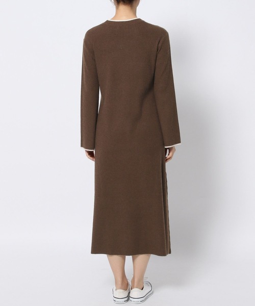 LOWRYS FARM（ローリーズファーム）の「ハイショクフレアニットワンピース　704534（ワンピース・レディース・ブラウン/アイボリー/グリーン/ブラック・FREE）」の12枚目の写真