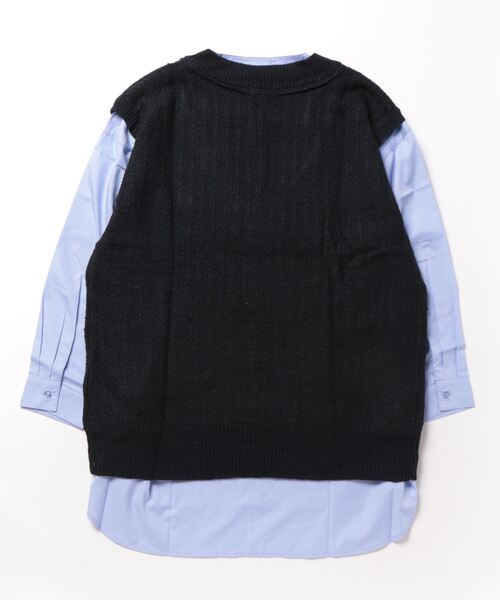 Arnold Palmer（アーノルドパーマー）の「ツイード ニット ベスト ＋ シャツ ブラウス セット（シャツ/ブラウス・レディース・ネイビー/ライトグレー/ベージュ・L/M/S）」の8枚目の写真