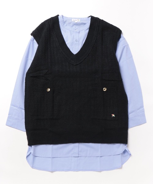 Arnold Palmer（アーノルドパーマー）の「ツイード ニット ベスト ＋ シャツ ブラウス セット（シャツ/ブラウス・レディース・ネイビー/ライトグレー/ベージュ・L/M/S）」の20枚目の写真