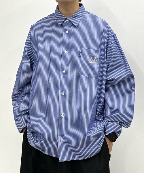 WHO'S WHO gallery（フーズフーギャラリー）の「《ZOZO限定》COOPER FACTレギュラー刺繍ビッグシャツ（シャツ/ブラウス・レディース・ブラック/サックスブルー/ネイビー/ベージュ/ブルー系その他/チャコールグレー・FREE）」の6枚目の写真