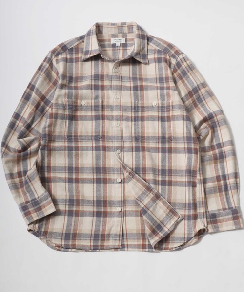 MARUKAWA（マルカワ）の「ネル オンブレチェック レギュラーワークシャツ（シャツ/ブラウス・メンズ・イエロー/ブラック/レッド/グリーン/カーキ/チャコール/ネイビー/ベージュ・M/L/LL）」の4枚目の写真