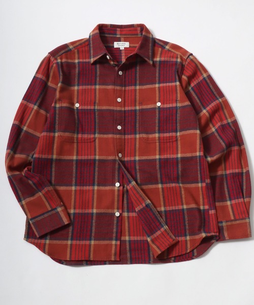 MARUKAWA（マルカワ）の「ネル オンブレチェック レギュラーワークシャツ（シャツ/ブラウス・メンズ・イエロー/ブラック/レッド/グリーン/カーキ/チャコール/ネイビー/ベージュ・M/L/LL）」の8枚目の写真