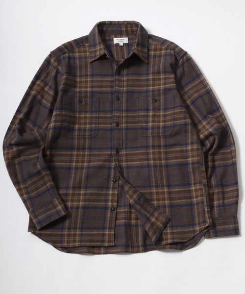 MARUKAWA（マルカワ）の「ネル オンブレチェック レギュラーワークシャツ（シャツ/ブラウス・メンズ・イエロー/ブラック/レッド/グリーン/カーキ/チャコール/ネイビー/ベージュ・M/L/LL）」の5枚目の写真