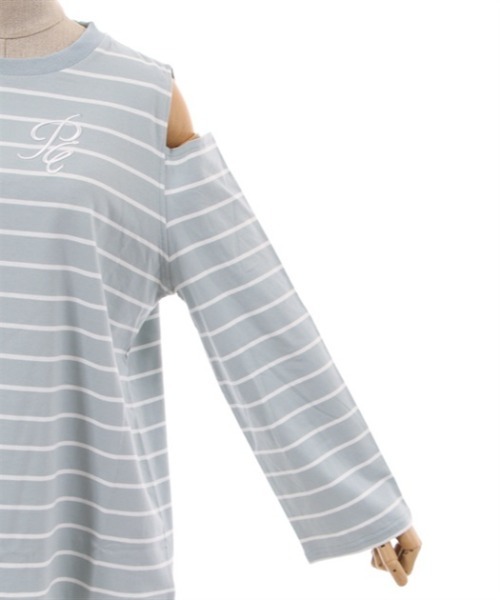 axes femme POETIQUE(アクシーズファムポエティック)の「刺繍オフショルロンT(Tシャツ/カットソー・レディース・サックスブルー/ブラック/ピンク・MEDIUM)」の12枚目の写真