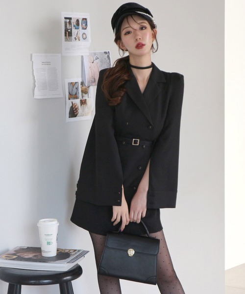 ROYAL PARTY（ロイヤルパーティー）の「ケープミニワンピース（ワンピース・レディース・ブラック/オフホワイト/ライトグレー・FREE）」の13枚目の写真