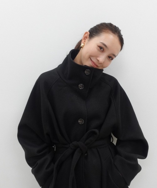 y/m by 村岡美里（イムバイムラオカミサト）の「スタンドカラーコート（その他アウター・レディース・ブラック/モカ/杢グレー/アイボリー/ダークグレー・FREE）」の9枚目の写真