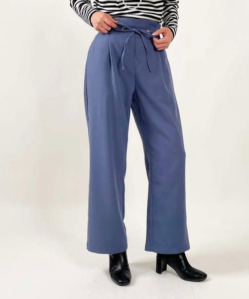 PICCIN(ピッチン)の「ハイウエストドロストパンツ(その他パンツ・レディース・ブルー/オフホワイト・M/L)」の2枚目の写真