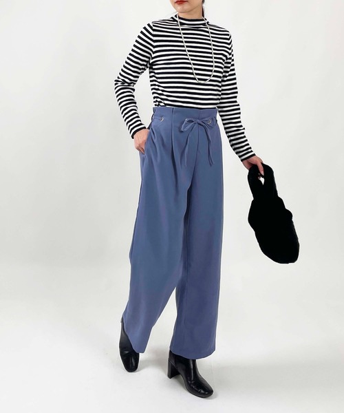 PICCIN(ピッチン)の「ハイウエストドロストパンツ(その他パンツ・レディース・ブルー/オフホワイト・M/L)」の18枚目の写真