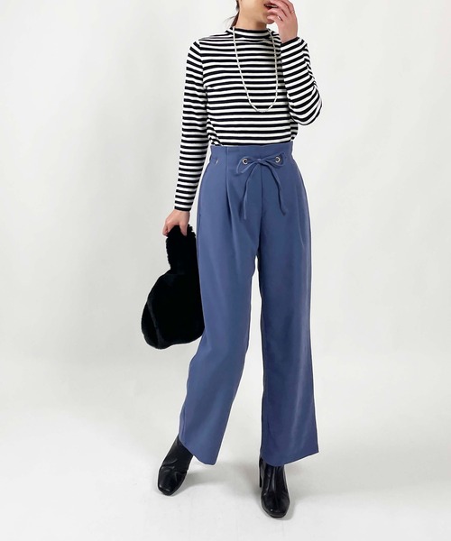 PICCIN(ピッチン)の「ハイウエストドロストパンツ(その他パンツ・レディース・ブルー/オフホワイト・M/L)」の15枚目の写真