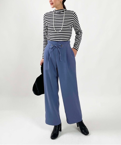 PICCIN(ピッチン)の「ハイウエストドロストパンツ(その他パンツ・レディース・ブルー/オフホワイト・M/L)」の19枚目の写真