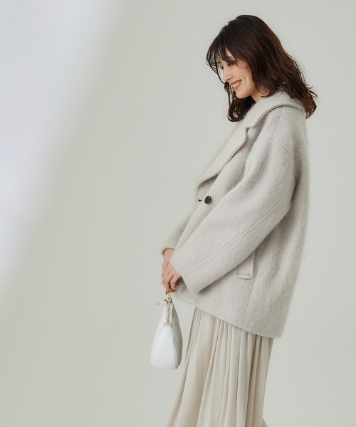 12Twelve Agenda（トゥエルブ　アジェンダ）の「【ウール82%】モヘヤシャギーPコート（ピーコート・レディース・アイボリー・M）」の9枚目の写真