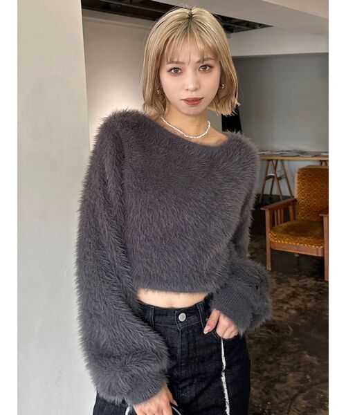 EMODA（エモダ）の「2WAYシャギーニット（ニット/セーター・レディース・ブラック/グレー/ベージュ/ホワイト・FREE）」の5枚目の写真