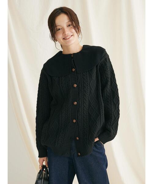 CRAFT STANDARD BOUTIQUE(クラフトスタンダードブティック)の「ビッグカラーニットプルオーバー(ニット/セーター・レディース・ブラック/ライトグレー/アイボリー・FREE)」の19枚目の写真