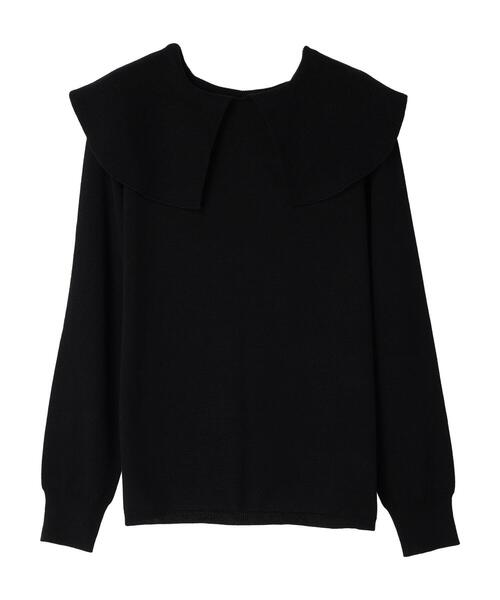 CRAFT STANDARD BOUTIQUE(クラフトスタンダードブティック)の「ビッグカラーニットプルオーバー(ニット/セーター・レディース・ブラック/ライトグレー/アイボリー・FREE)」の4枚目の写真
