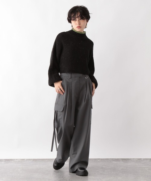 RAGEBLUE（レイジブルー）の「ハイウエスト/ルーズカーゴスラックス（カーゴパンツ・レディース・ライトブルー/グレー・FREE）」の4枚目の写真