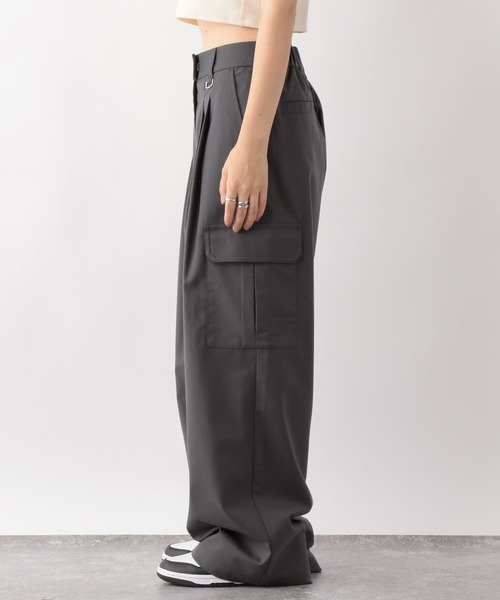 RAGEBLUE（レイジブルー）の「ハイウエスト/ルーズカーゴスラックス（カーゴパンツ・レディース・ライトブルー/グレー・FREE）」の5枚目の写真
