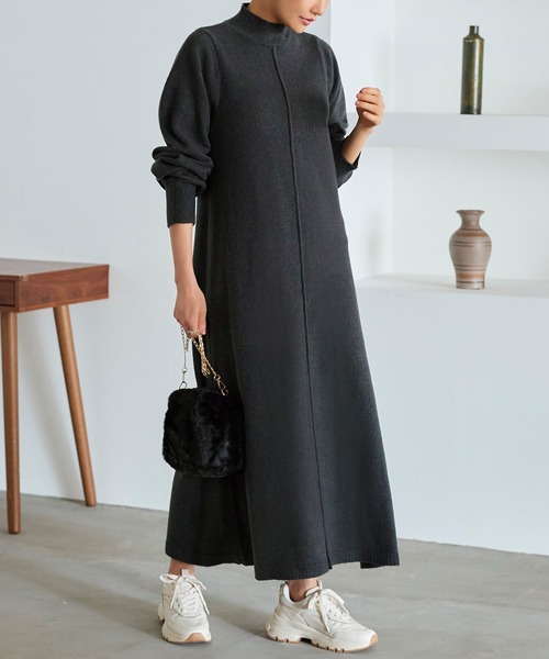 セール】洗える ｜ アームウォーマー付きボトルネック縦ラインデザイン