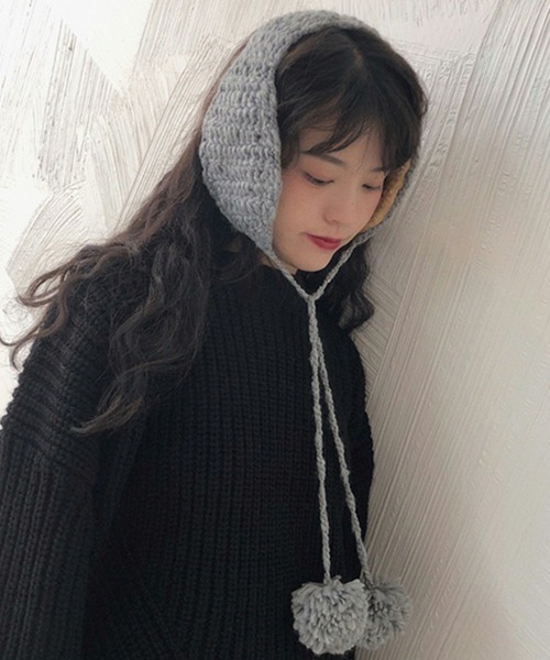 Burner（バーナー）の「【OKUOKU　0909】耳当て 手編みニット もこもこ  ポンポン紐付き  イヤマフ イヤーマフ oku-earmuff-630294515790-11（イヤーマフ・レディース・ブラック/グレー/ベージュ/アイボリー/ワイン/レッド/ホワイト/オフホワイト/モカ/スモークグレー/ホワイト系その他/ブラック系その他/レッド系その他/ブラウン/ブラック系その他2/ホワイト系その他2/ライトブラウン/グレー系その他/イエロー/グリーン/ベージュ系その他/D/C/B/A/E・FREE）」の11枚目の写真
