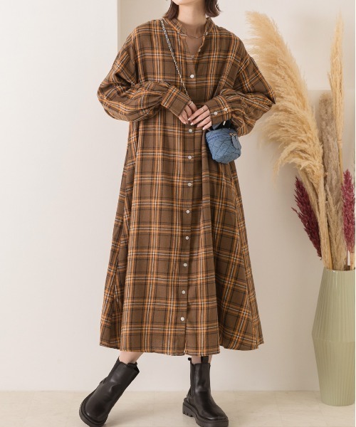 極美品 ADORE 23年 マナードボイルワンピース チェック シャツワンピース チェック柄 シャツワンピース ワンピース レディース 送料無料