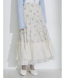 flowerフリルティアードスカート