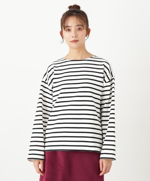 N.（N. Natural Beauty Basic）（エヌエヌナチュラルビューティーベーシック）の「◆バスクボーダーＴシャツ（Tシャツ/カットソー・レディース・ホワイト×パープル/ホワイト×ブラック/ホワイト×ピンク・MEDIUM）」の20枚目の写真
