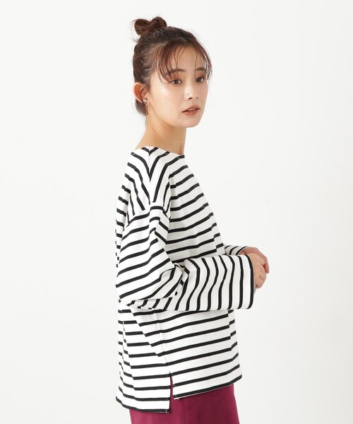 N.（N. Natural Beauty Basic）（エヌエヌナチュラルビューティーベーシック）の「◆バスクボーダーＴシャツ（Tシャツ/カットソー・レディース・ホワイト×パープル/ホワイト×ブラック/ホワイト×ピンク・MEDIUM）」の22枚目の写真