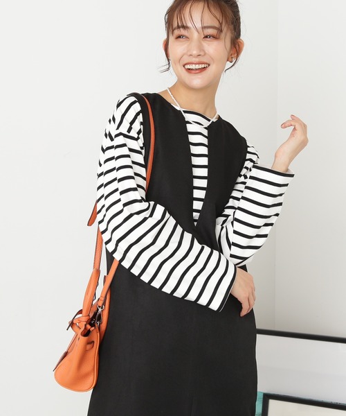 N.（N. Natural Beauty Basic）（エヌエヌナチュラルビューティーベーシック）の「◆バスクボーダーＴシャツ（Tシャツ/カットソー・レディース・ホワイト×パープル/ホワイト×ブラック/ホワイト×ピンク・MEDIUM）」の2枚目の写真