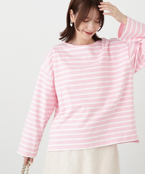 N.（N. Natural Beauty Basic）（エヌエヌナチュラルビューティーベーシック）の「◆バスクボーダーＴシャツ（Tシャツ/カットソー・レディース・ホワイト×パープル/ホワイト×ブラック/ホワイト×ピンク・MEDIUM）」の3枚目の写真