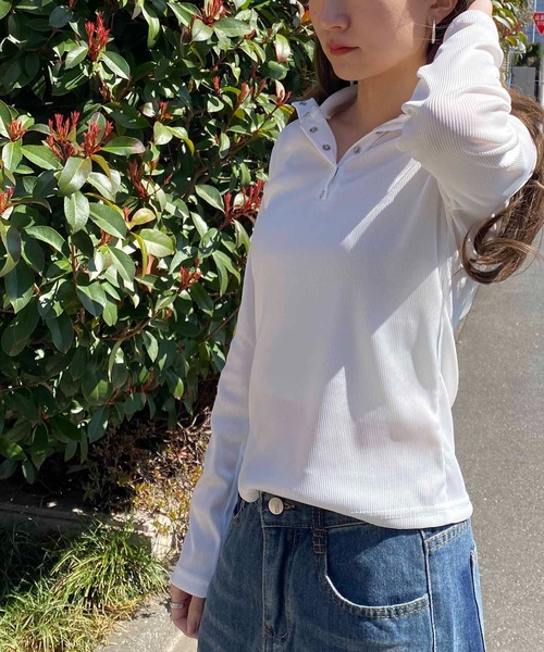NANEA(ナネア)の「スナップボタンリブTシャツ(Tシャツ/カットソー・レディース・グレー/ブラック/ホワイト・SMALL/MEDIUM/LARGE)」の16枚目の写真
