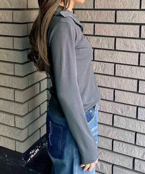 NANEA(ナネア)の「スナップボタンリブTシャツ(Tシャツ/カットソー・レディース・グレー/ブラック/ホワイト・SMALL/MEDIUM/LARGE)」の13枚目の写真