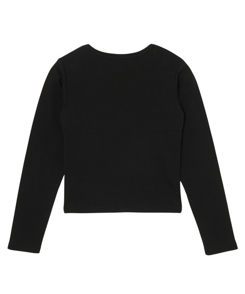 X-girl（エックスガール）の「EMBLEM OVAL LOGO L/S BABY TEE（Tシャツ/カットソー・レディース・ベージュ/ホワイト/ブラック・S/M）」の4枚目の写真