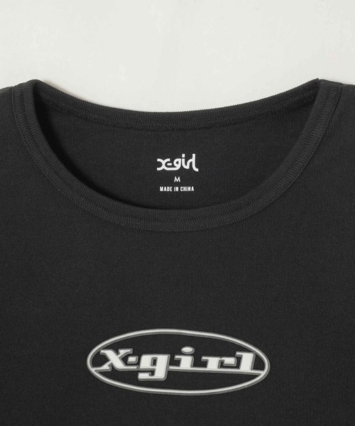 X-girl（エックスガール）の「EMBLEM OVAL LOGO L/S BABY TEE（Tシャツ/カットソー・レディース・ベージュ/ホワイト/ブラック・S/M）」の5枚目の写真