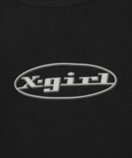 X-girl（エックスガール）の「EMBLEM OVAL LOGO L/S BABY TEE（Tシャツ/カットソー・レディース・ベージュ/ホワイト/ブラック・S/M）」の6枚目の写真