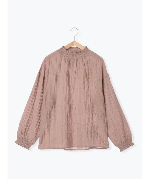 Samansa Mos2(サマンサ モスモス)の「襟シャーリングブラウス(シャツ/ブラウス・レディース・ブルー/ブラック/オフホワイト/モカ・F)」の1枚目の写真