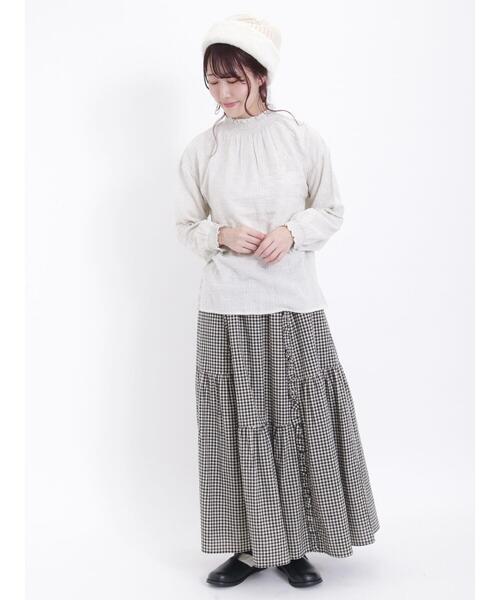 Samansa Mos2(サマンサ モスモス)の「襟シャーリングブラウス(シャツ/ブラウス・レディース・ブルー/ブラック/オフホワイト/モカ・F)」の8枚目の写真