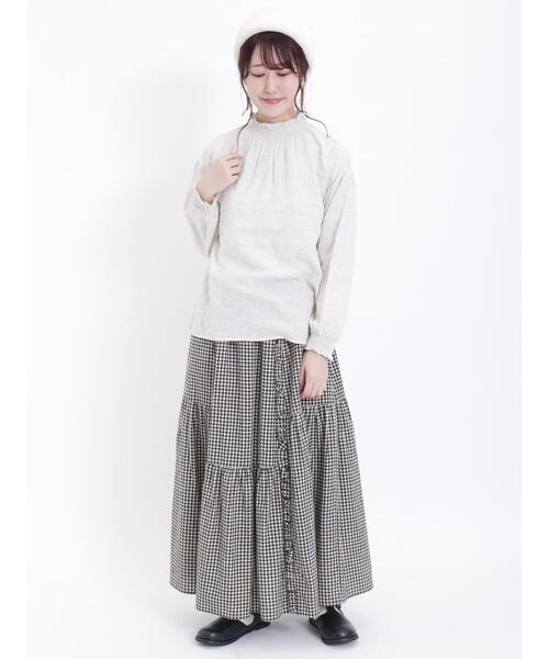 Samansa Mos2(サマンサ モスモス)の「襟シャーリングブラウス(シャツ/ブラウス・レディース・ブルー/ブラック/オフホワイト/モカ・F)」の9枚目の写真