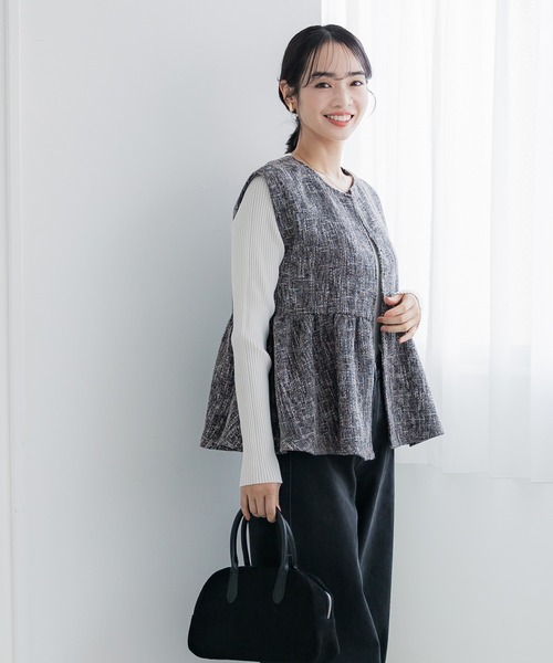 coca（coca）（コカ）の「ツイードフレアベスト（ベスト・レディース・ブラック/その他/グレー・M/L）」の6枚目の写真